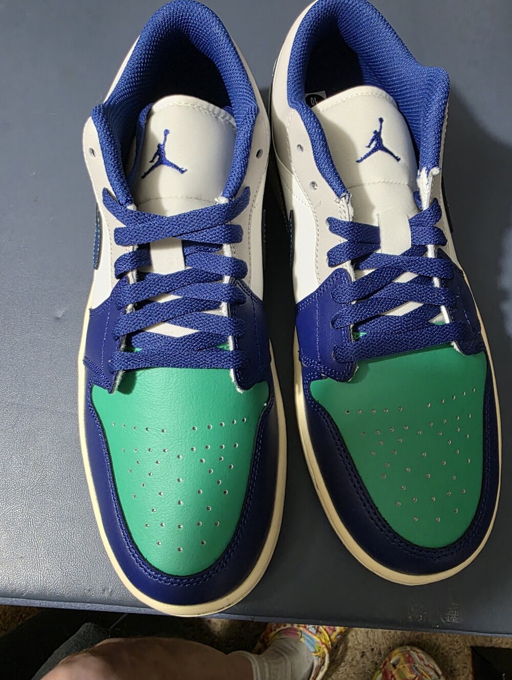 Jordan 1 Low Top Sail/Royal,  Sneakers - White/Blue/Green Size 10m New